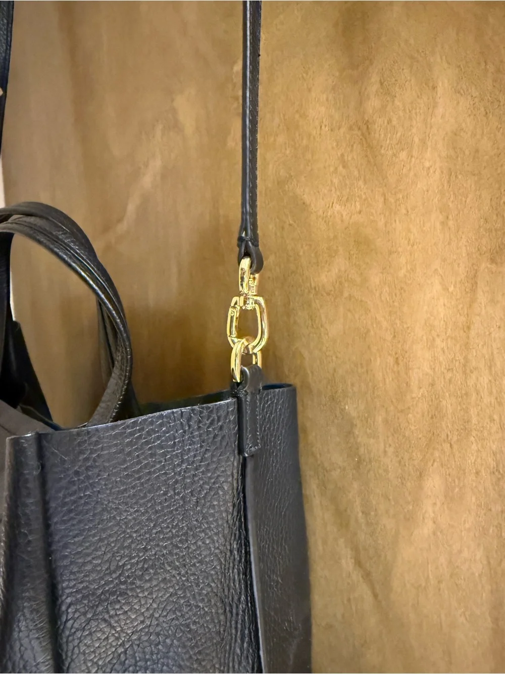 Banana Republic Black Pebbled Leather Tote with Removable Strap
